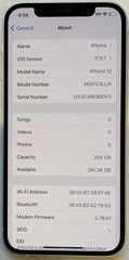 USED WHITE GSM UNLOCKED iPhone 12, 256GB A2172 MGFG3LL/A,84% BATTERY iOS 17.6.1