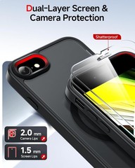 iPhone SE Case: iPhone 8 Phone Case with Screen Protector X2 and Camera Cover X2