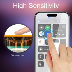 Clear 9H Tempered Glass Screen Protector 2-Pack for iPhone 15 Pro Max, Case Frie