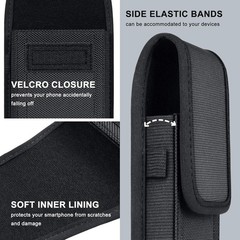 Cell Phone Pouch Nylon Belt Holster Case for iPhone 17 Pro Max, Galaxy S25/S24/S