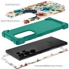 Galaxy S24 Ultra Case, Shockproof Heavy Duty Hard Plastic + Soft Silicone Bumper