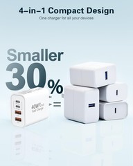 iPhone 17 USB C Fast Charger Block, 3-Pack 40W 4-Port Dual Port PD+QC Wall Charg