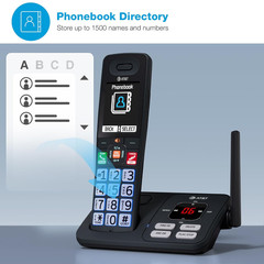 Cordless Phone, Landline Phones for Home with Smart Call Blocker, 3 Handsets Blu