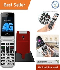 G3 Pro Red – 4G LTE Flip Phone for Seniors with Extended Battery & SOS Feature