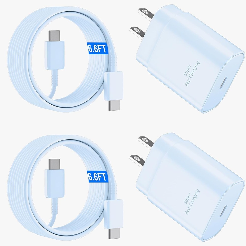 25W USB-C Fast Charger Wall Block for Samsung Galaxy S26/S25/S24 Plus 6.6FT