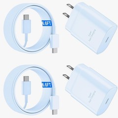 25W USB-C Fast Charger Wall Block for Samsung Galaxy S26/S25/S24 Plus 6.6FT
