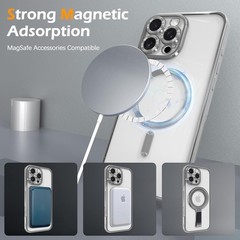 Magnetic Clear Case for iPhone 15 Pro Max with Full Camera Lens Protection, Slim