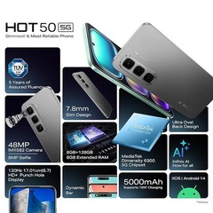 Infinix HOT 50 5G (Seek Black, 4GB RAM, 128GB Storage)