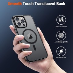 Magnetic for iPhone 14 Pro Max Case Translucent Matte Shockproof Phone Cover, Bl