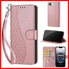 For iPhone 16e Case With Embossed PU Leather Stand &shockproof protective cover