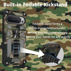 Google Pixel 10 Pro Camouflage Case with Kickstand, Military Grade Shockproof Co