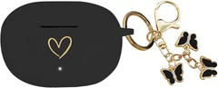 Black Soft Silicone Case with Gold Heart Design for Beats Studio Buds 2021