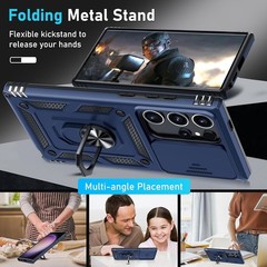 Heavy Duty Blue Case for Samsung Galaxy S25 Ultra with Camera Slide Cover & Scre