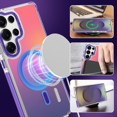 Magnetic Case for Samsung Galaxy S25 Ultra Slim Translucent Matte Purple Design