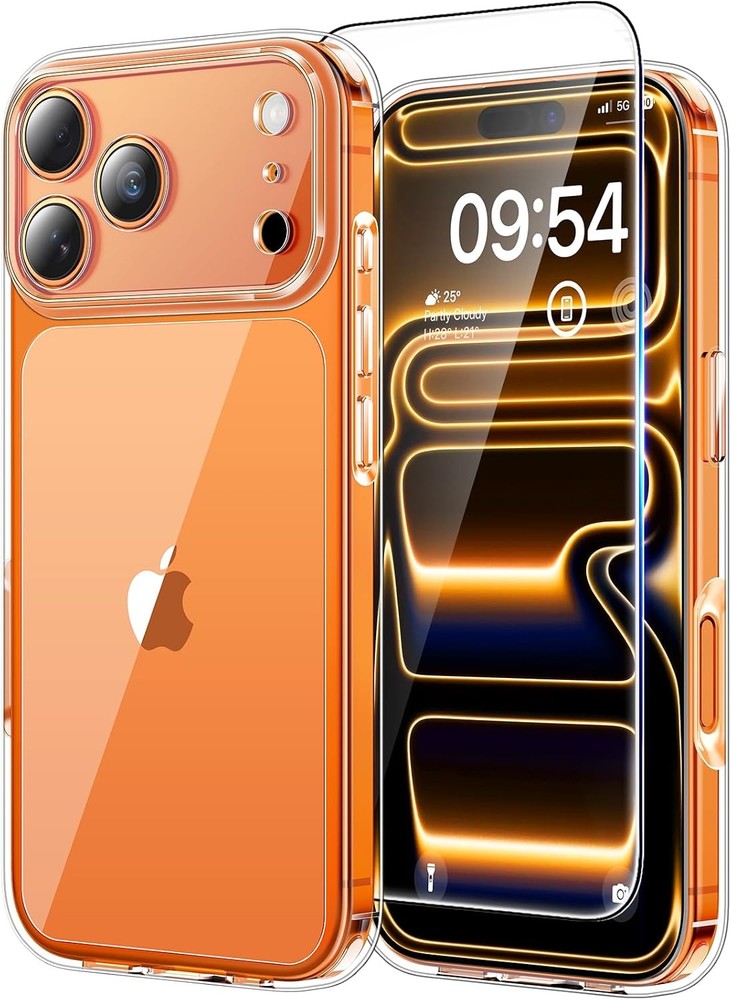 Clear Case for iPhone 17 Pro Max, Full Camera Protection & Screen Protector Incl
