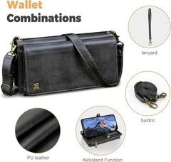 Samsung Galaxy A15 Wallet Case, RFID Blocking PU Leather Flip Cover with Strap