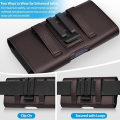 Leather Phone Holster with Strong Metal Belt Clip for Samsung Galaxy S25/S24/S23