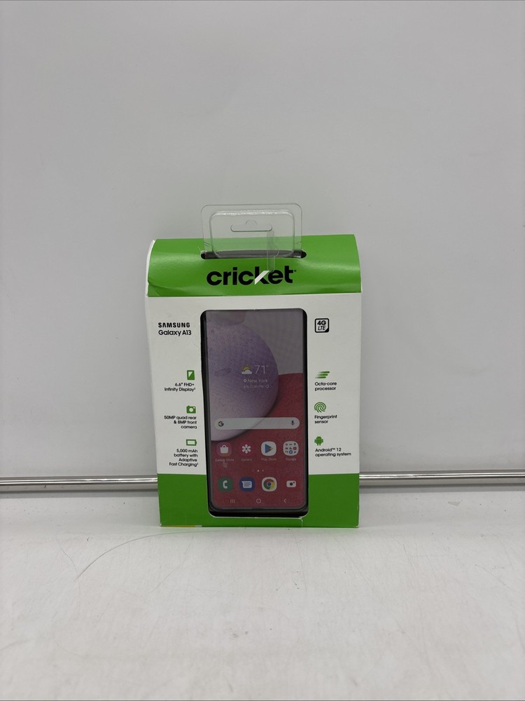 CRICKET SAMSUNG GALAXY A13 4G LTE 6.6&Prime; 32GB 4GB Black Android Prepaid Smartphone