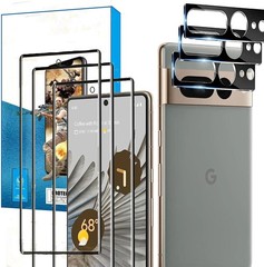 [3+3 Pack] Tempered Glass Screen & Camera Lens Protector for Google Pixel 7 Pro