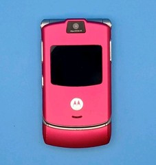 Motorola RAZR V3 Pink/Silver Flip Phone (T-Mobile) WORKS