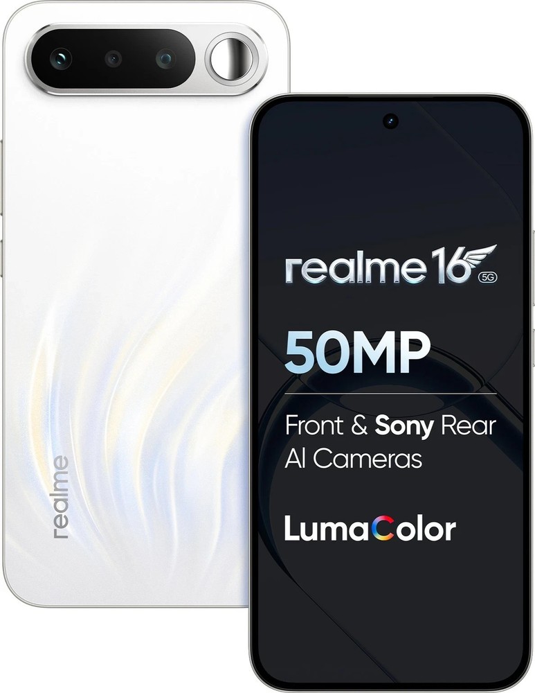 realme 16 5G (White, 256 GB 12GB RAM) Dimensity 6400 Turbo 6.57&Prime; Gobal Version.