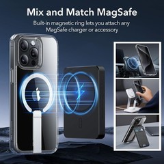 iPhone 16 Pro Max Case with Kickstand, Magnetic, Fully Adjustable Flickstand, Cl