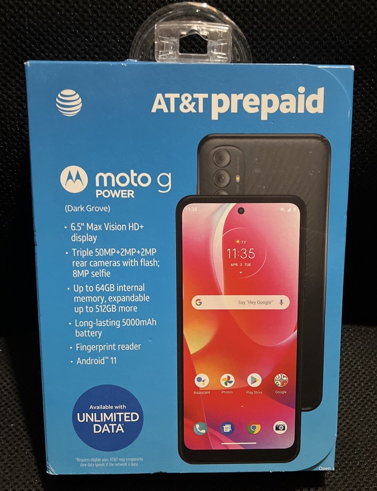 AT&T Prepaid Motorola Moto G Power 6.5” 50MP 64GB – Dark Grove Color