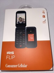 NIB Consumer Cellular Iris Flip 8GB Black 4G LTE 5 (MP) Megapixels