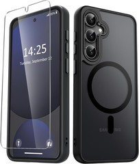 Matte Black Magnetic Case for Samsung Galaxy S25+ Plus with Screen Protector
