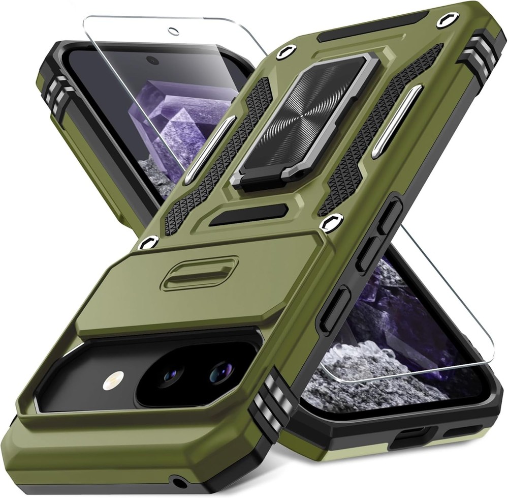 Olive Green Case for Google Pixel 10a with Slide Camera Cover & Screen Protector
