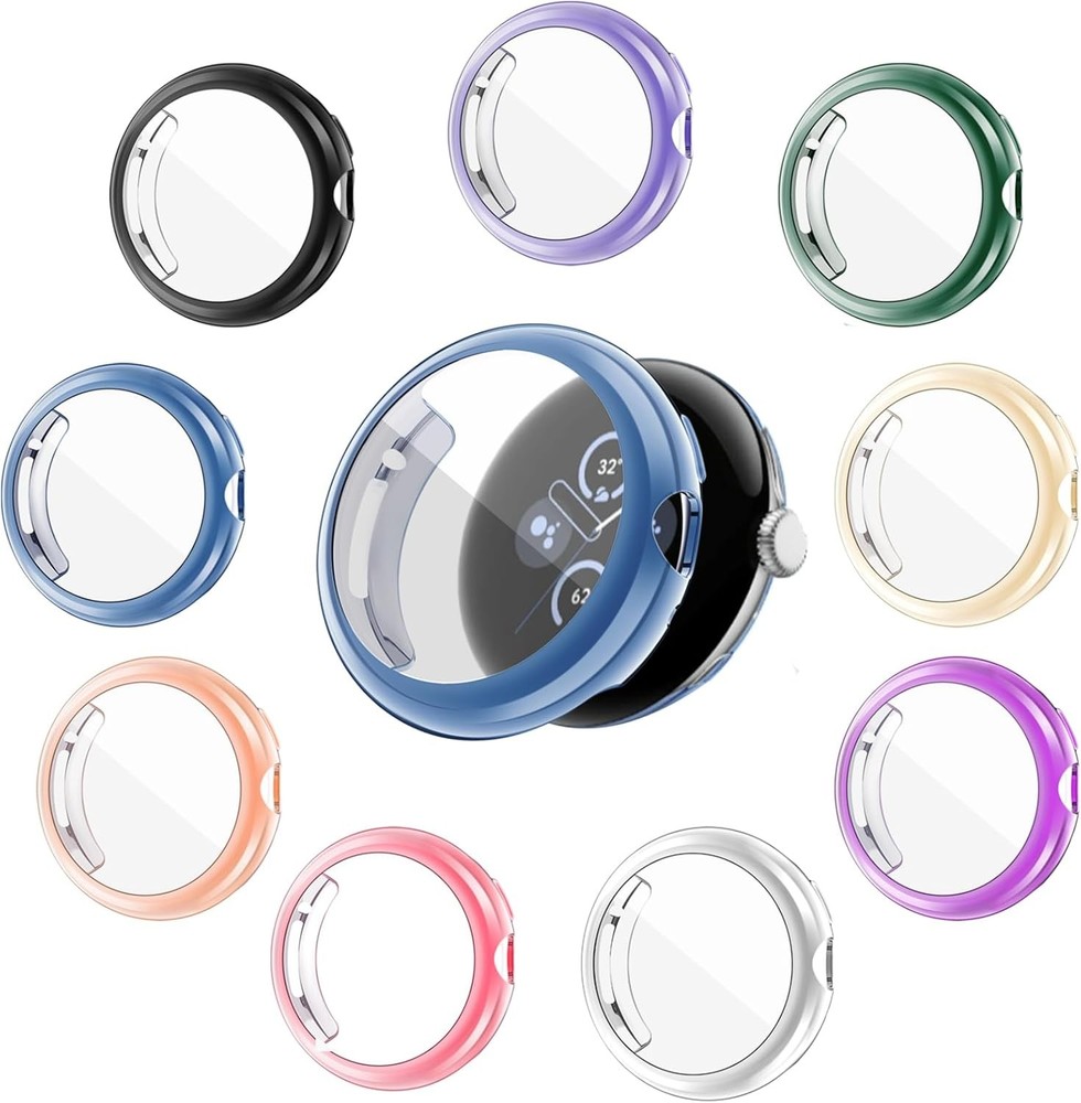 9PCS Watch Case & Screen Protector for Google Pixel Watch 1/2/3 41mm Soft TPU