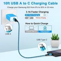 10ft USB-C Fast Charging Cable 2-Pack for Samsung Galaxy S26 S25 Edge