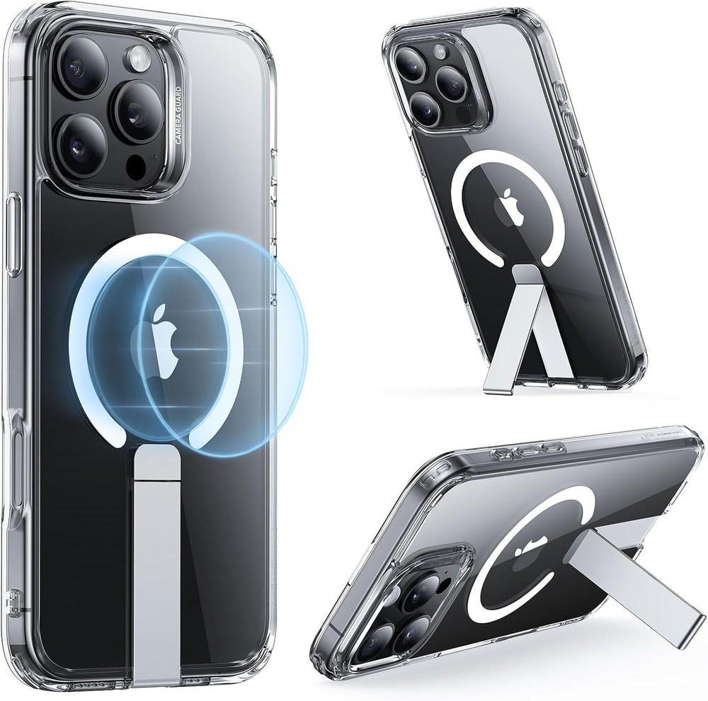 iPhone 16 Pro Max Case with Kickstand, Magnetic, Fully Adjustable Flickstand, Cl