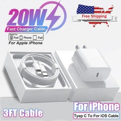 20W USB-C Fast Charger PD Adapter+Cable For iPhone 8 11/12/13/14 XR Pro Max iPad