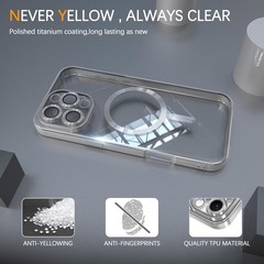 Magnetic Clear Case for iPhone 15 Pro Max with Full Camera Lens Protection, Slim