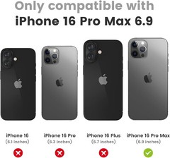 For iPhone 16 Pro Max Case with Heavy Duty Shockproof Protective Cover Kickstand