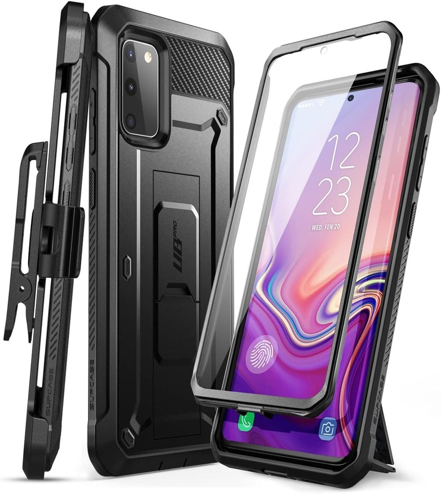Rugged Heavy Duty Black Case with Screen Protector for Samsung Galaxy S20 FE 5G