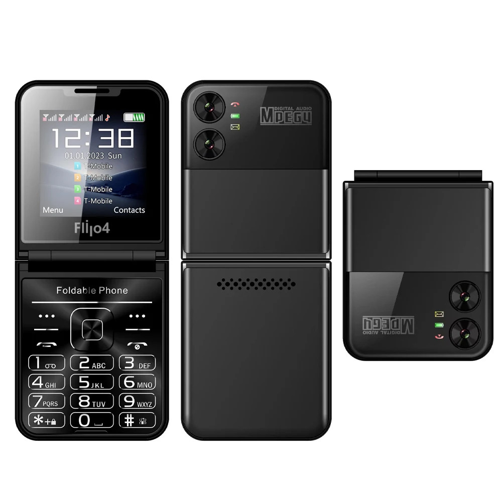 F4 SERVO Unlocked 4 SIM Card Slots Mini Foldable Mobile Cell Phones NEW Dialer