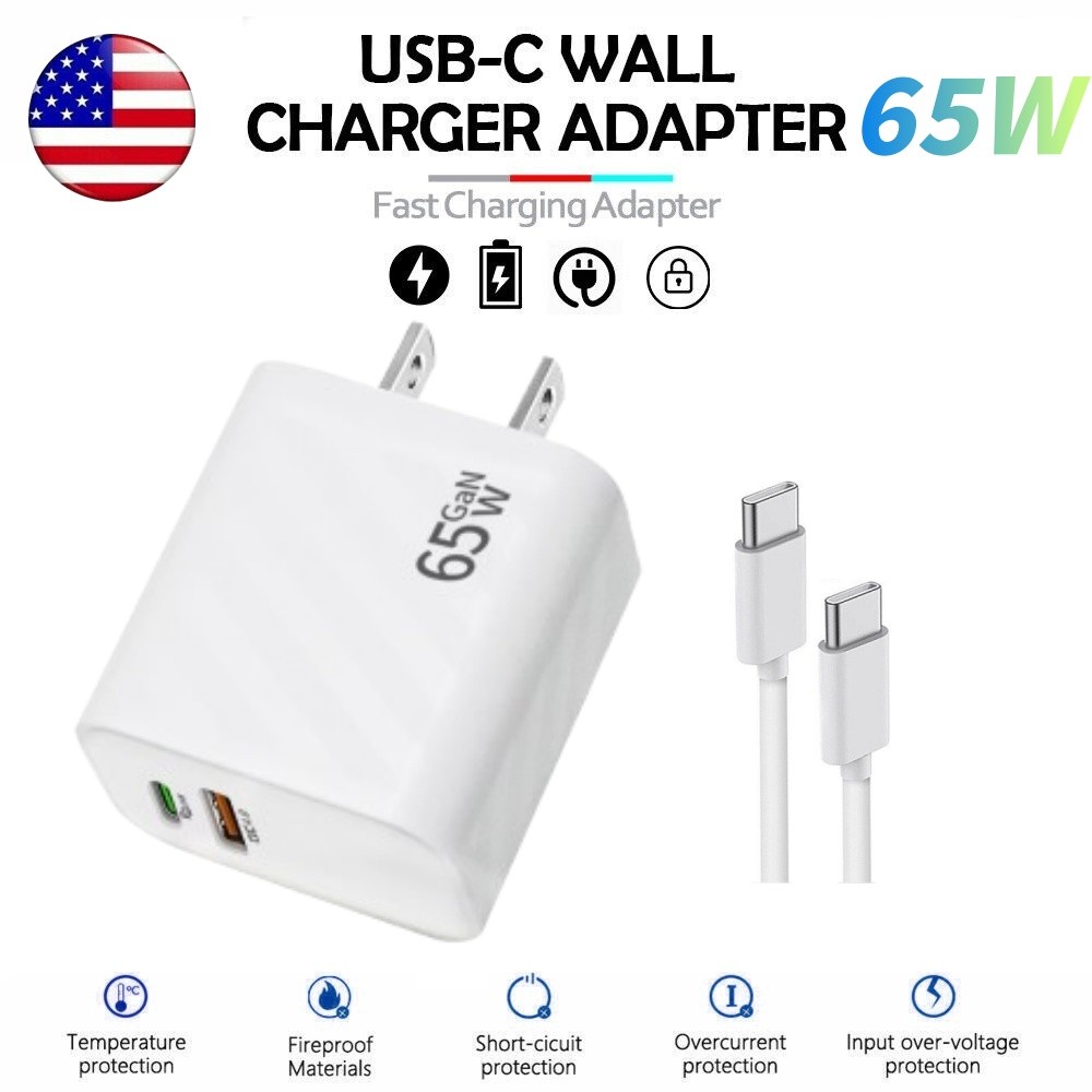 65W Super Fast Charger Plug 3ft Cable For Samsung Galaxy S22 S23 S24 ultra NOTE