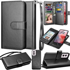 Motorola Moto G Power 5G 2024 Case, PU Leather Wallet Case with 9 Card Slots, Bl