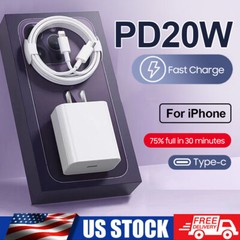 ⚡ 20W USB-C Fast Charger PD Adapter Cable For iPhone 14/13/12/11 XR X iPad NB