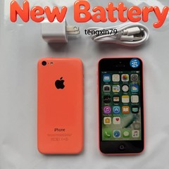 Original Apple iPhone 5c (Unlocked) NEW BATTERY – 8 GB / 16 GB / 32GB – PINK US