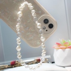Beaded Camera Wrist Strap, Cute Phone Charms, Pearl Bracelet, Keychain Decoratio