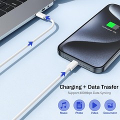 2 Pack 20W USB-C Fast Charger Wall Adapter for iPhone 17/16 6FT Cable
