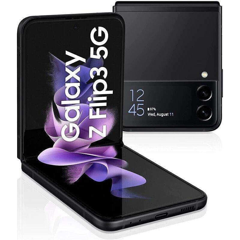 Samsung Galaxy Z Flip3, 5G – 256GB (AT&T Sim Lock) SM-F711U, Black – (FAIR)