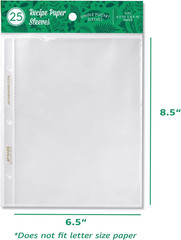 Binder Page Protectors for 4X6 Recipe Cards or Photos (25 Count) | Crystal Clear