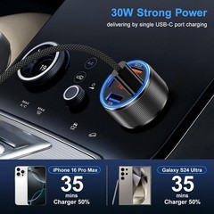 4-Port Fast Charger Adapter for iPhone 15 Pro Max, Galaxy S25, 6ft USB C Cable