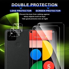 2PCS Tempered Glass Screen Protector & Camera Lens Protector for Google Pixel 5