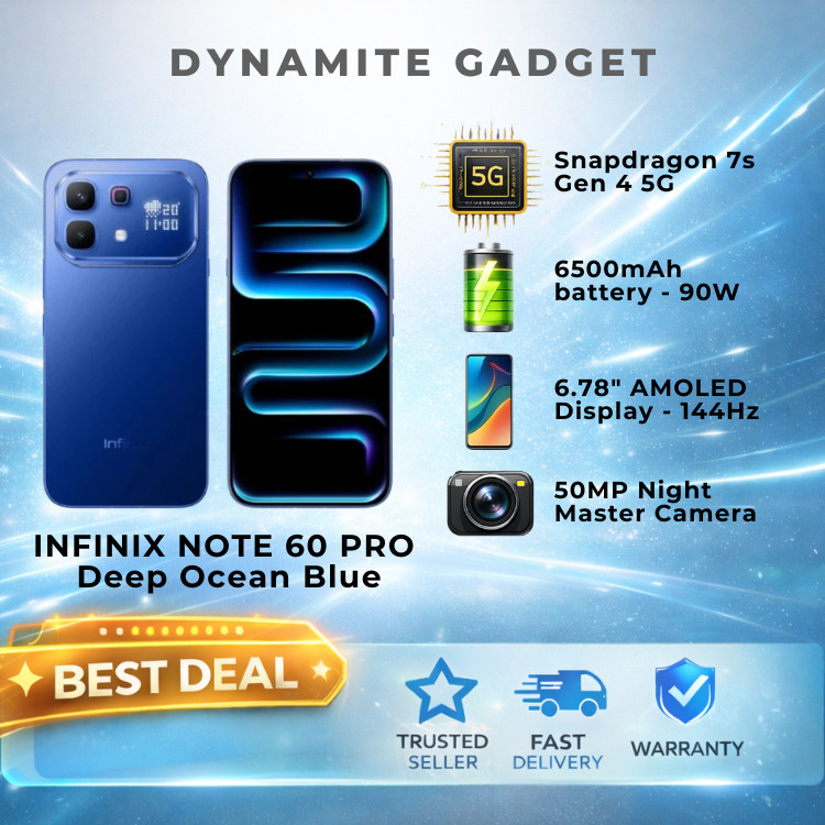 Stock Ready – Infinix NOTE 60 Pro 5G Smartphone 8GB+256GB Deep Ocean Blue