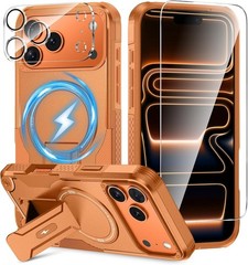 3-in-1 for iPhone 17 Pro Max Case with Stand, Screen & Lens Protector, Solid Dua